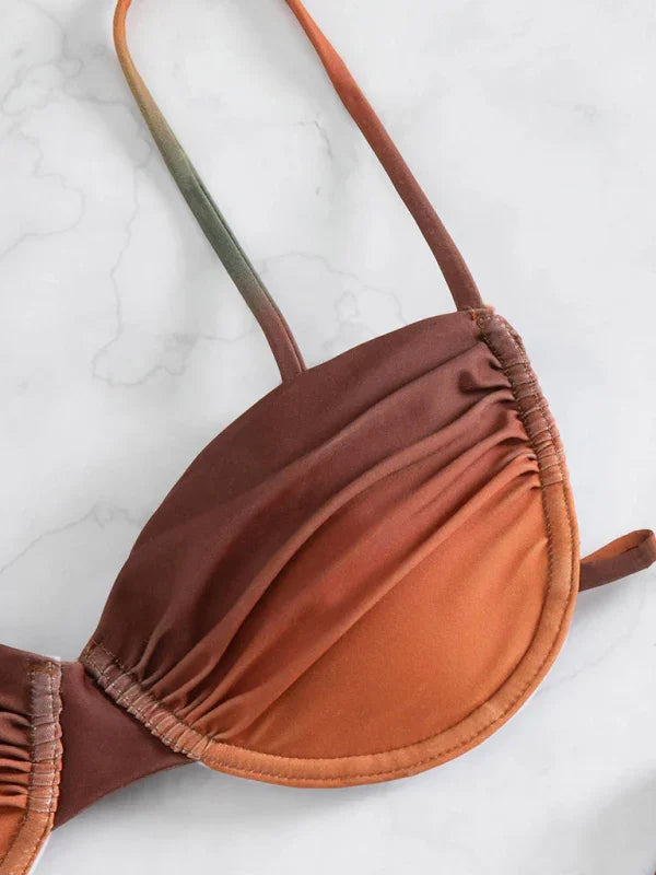 Ensemble de bikini bralette rouge orangé pour femme