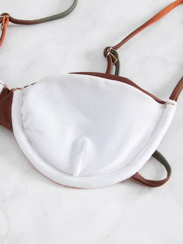 Ensemble de bikini bralette rouge orangé pour femme