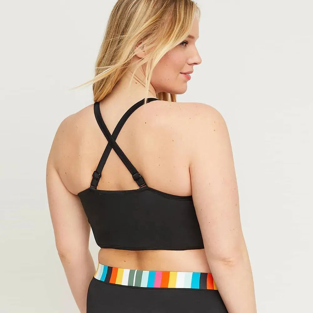 Women Striped Sporty High Waisted Bikini Set