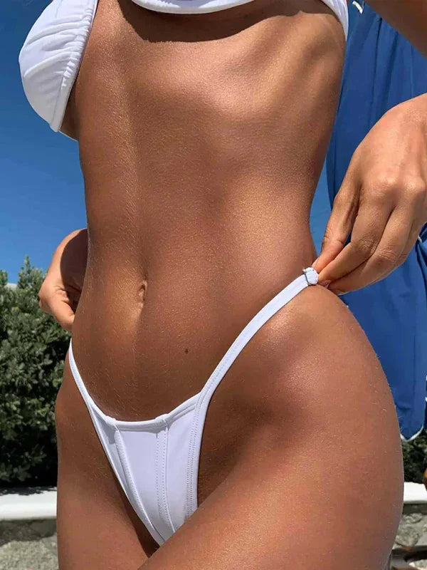 Women White Bandeau Bikini Set
