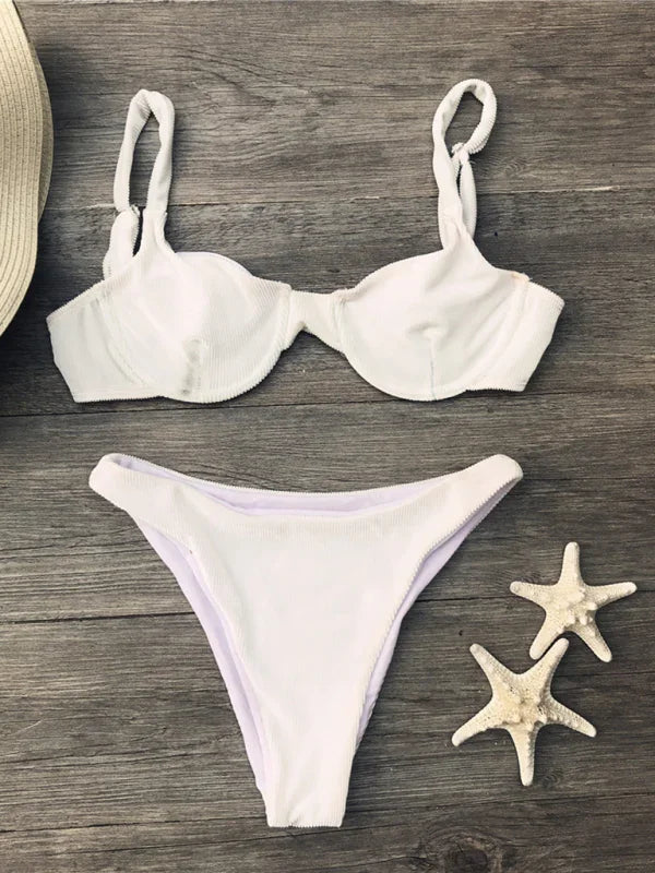 Women White Underwire Bikini Set