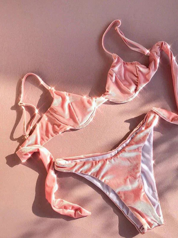 Women White Underwire Bikini Set