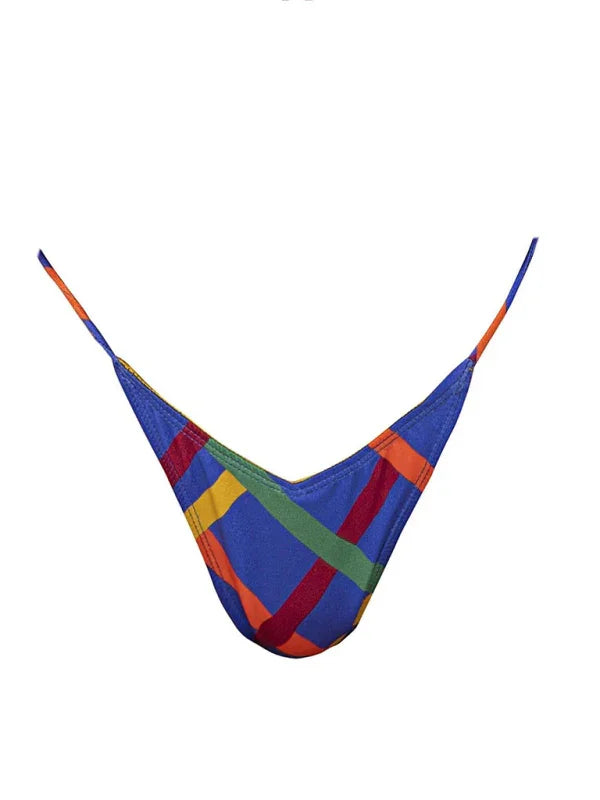 Women Wine Red String Bikini Set