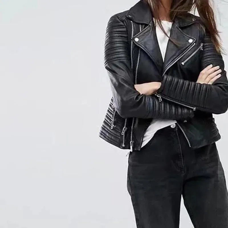 Women’s Asymmetric Moto Jacket Modern Style