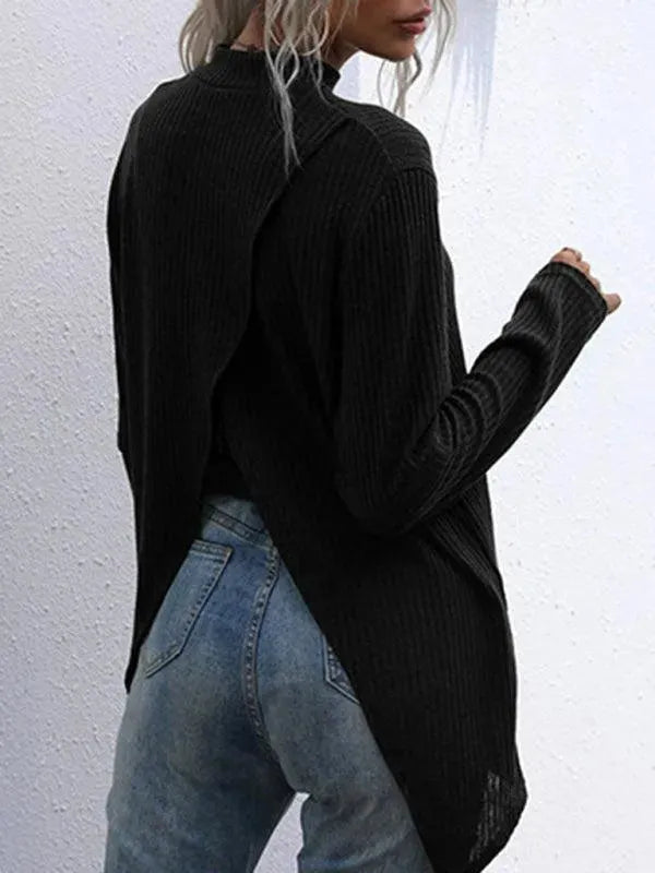 Women’s Black Turtleneck Pullover Sweater – Relaxed Fit