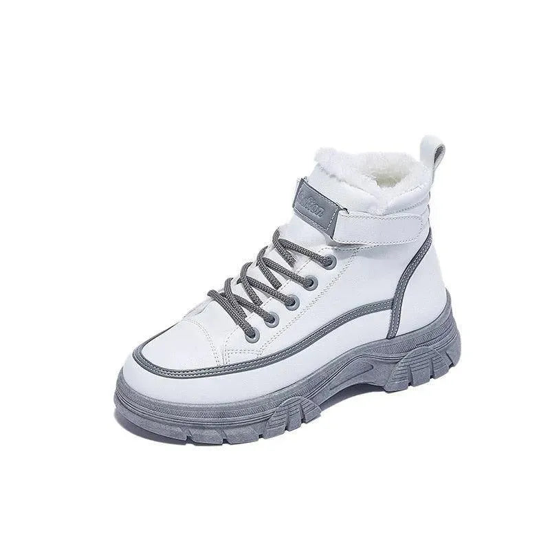 Women's Boots - Women Mid-Top Ankle Boots Sneakers - Lace-Up Winter Sneaker Boots