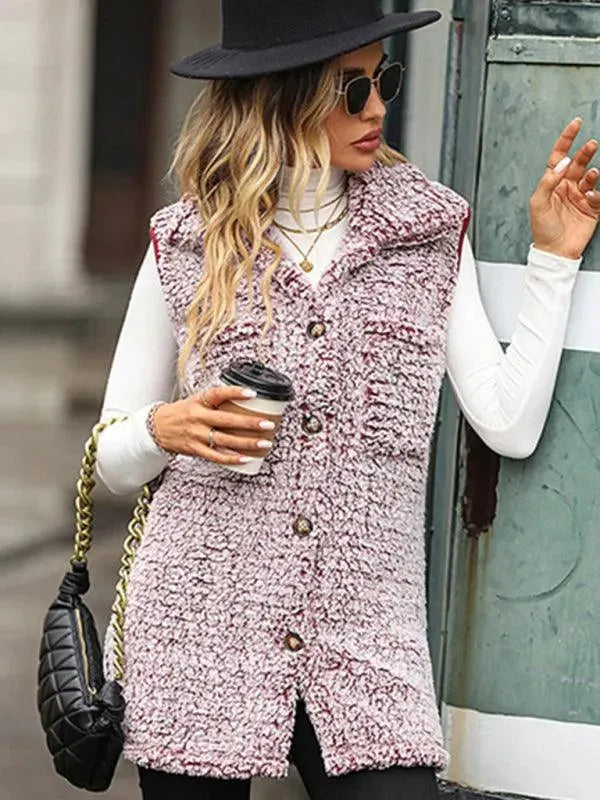 Women's Cape Coat Longline Sleeveless Button Style