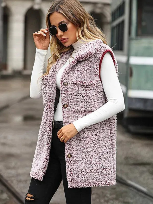 Women's Cape Coat Longline Sleeveless Button Style