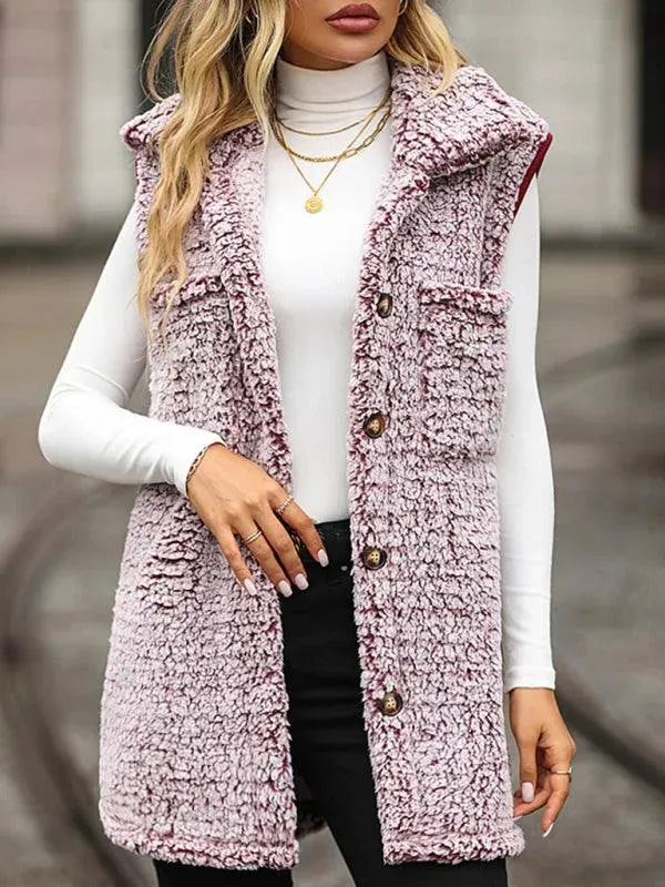 Women's Cape Coat Longline Sleeveless Button Style