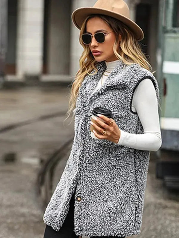 Women's Cape Coat Longline Sleeveless Button Style
