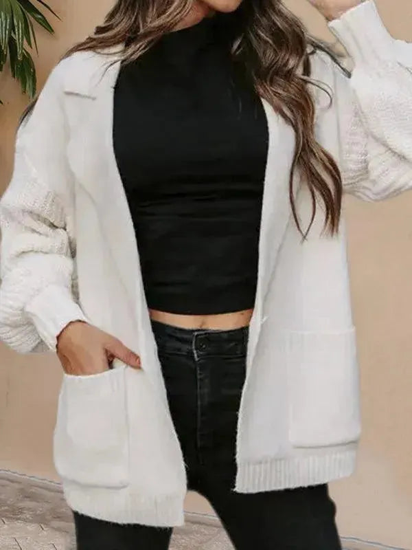 Women's Collared V-Neck Button Cardigan Sweater