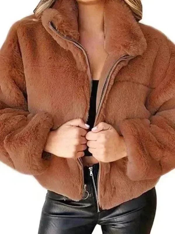 Women’s Cropped Fleece Jacket Casual Style