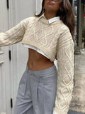 Women’s Cropped Knit Pullover Sweater – V-Neck