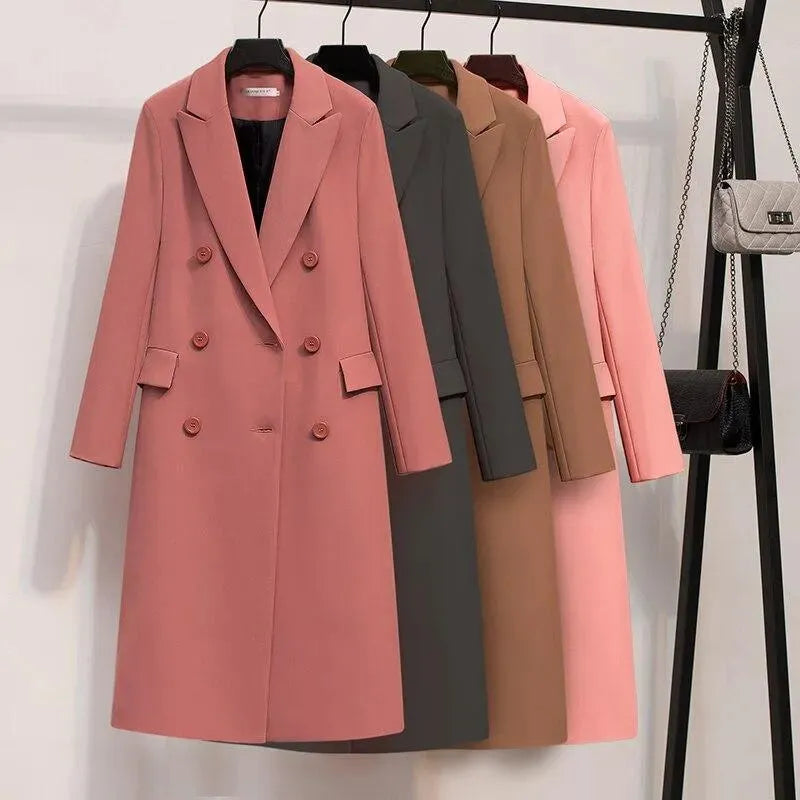 Women's Double Breasted Trench Coat Longline Style