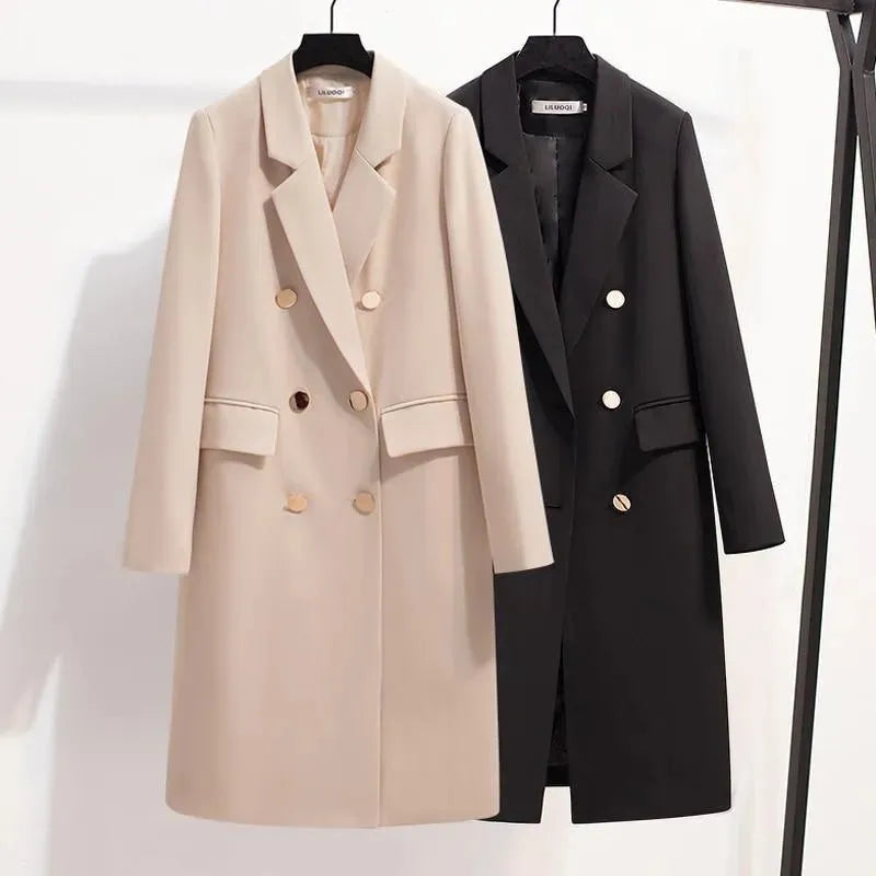 Women's Double Breasted Trench Coat Longline Style