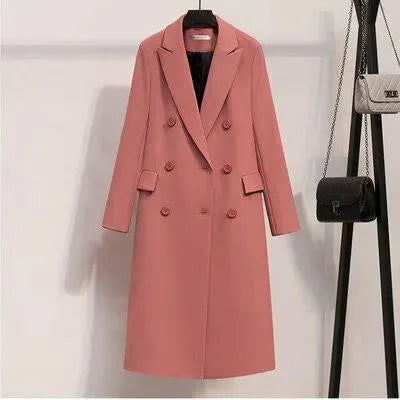 Women's Double Breasted Trench Coat Longline Style