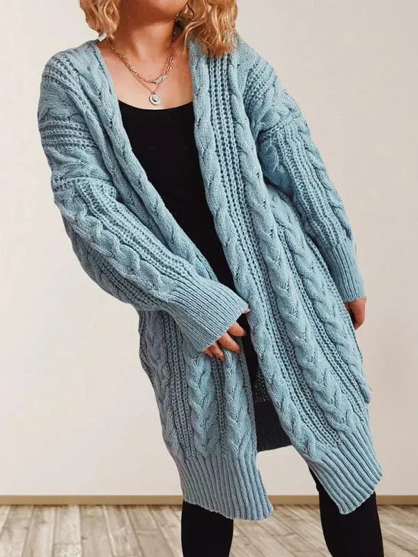 Women's Dropped Sleeve Longline V-Neck Cardigan Sweater