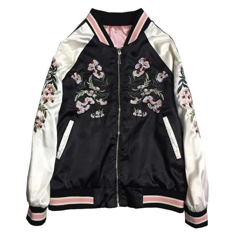 Women’s Floral Bomber Jacket Casual Style
