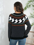 Women’s Halloween Polka Dot Cardigan Sweater – Crew Neck Knit