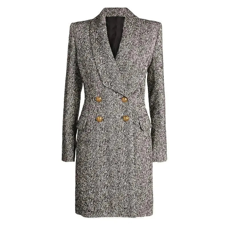 Women's Herringbone Overcoat Slim Structured Style