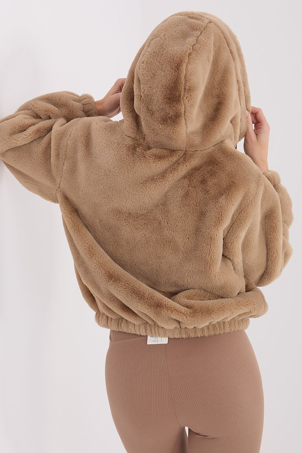 Women's Hooded Faux Fur Bomber Jacket — Red