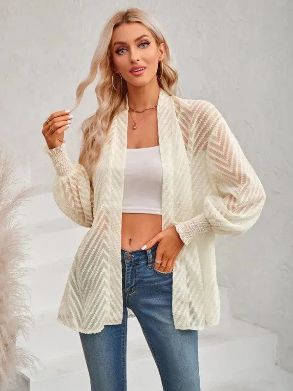 Women’s Jacquard Longline Cardigan Sweater – V-Neck
