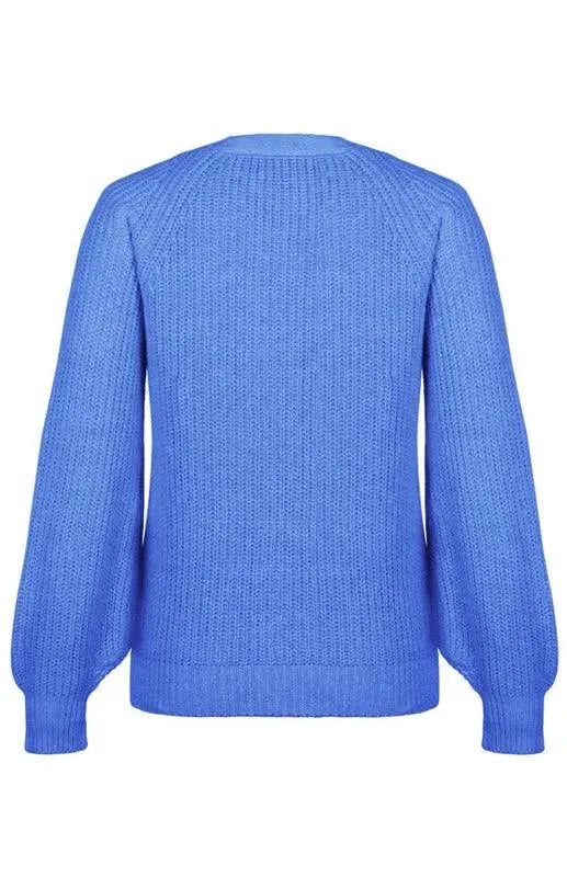 Women’s Lantern Sleeve V-Neck Cardigan Sweater – Button Knit