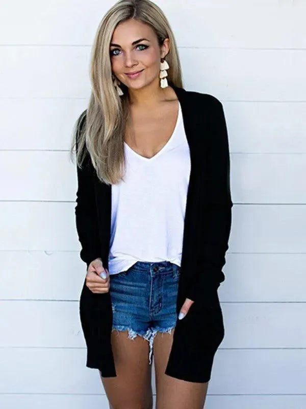 Women’s Lightweight Longline Cardigan Sweater – V-Neck