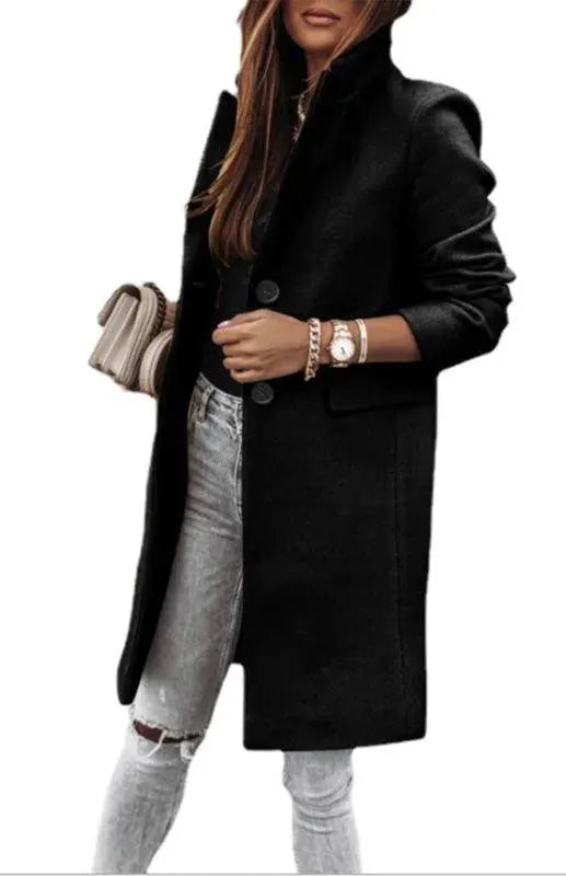 Women's Long Overcoat Open Front Minimalist Style