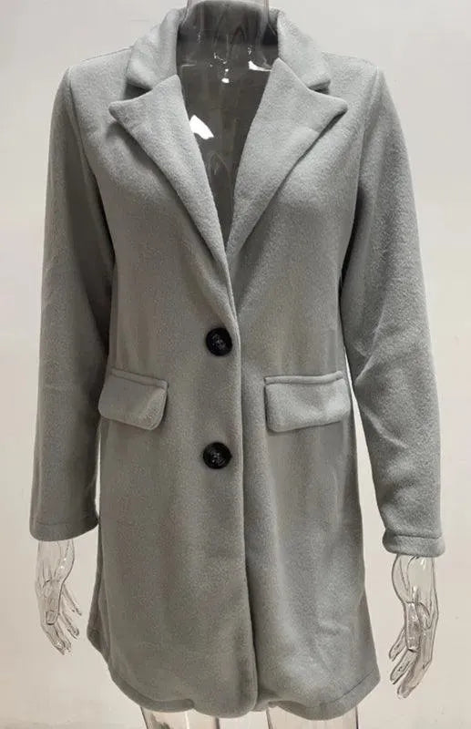 Women's Long Overcoat Open Front Minimalist Style