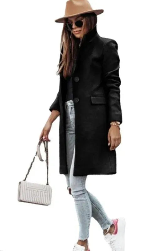 Women's Long Overcoat Open Front Minimalist Style