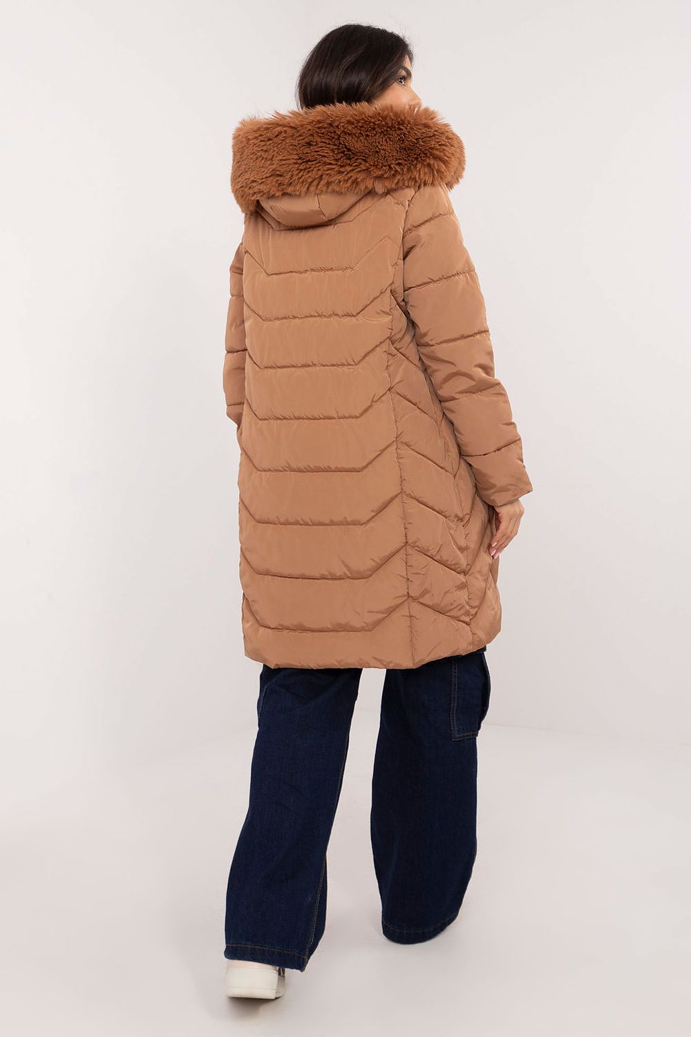 Women's Long Quilted Puffer Jacket — Brown