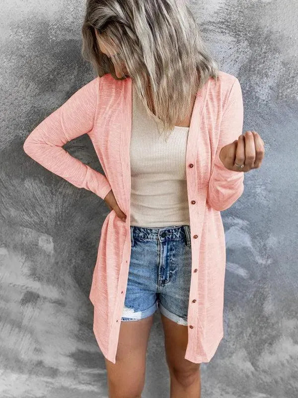 Women’s Longline Button Cardigan Sweater – Minimalist All-Season