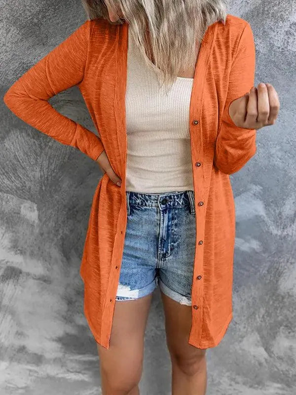 Women’s Longline Button Cardigan Sweater – Minimalist All-Season