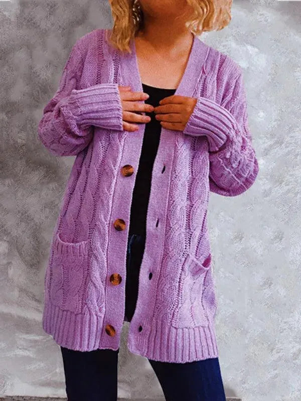 Women's Longline V-Neck Pocket Cardigan Sweater