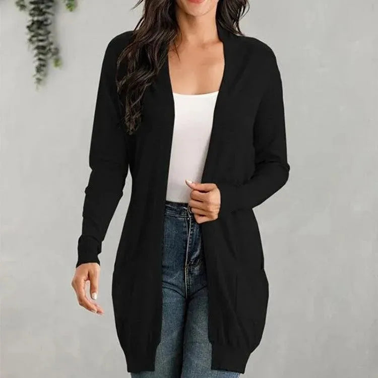 Women's Longline V-Neck Slip-On Cardigan Sweater