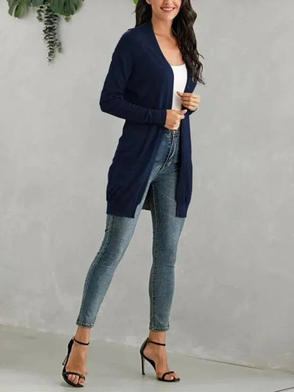 Women's Longline V-Neck Slip-On Cardigan Sweater
