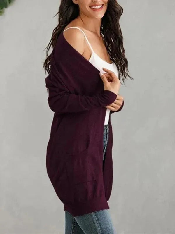 Women's Longline V-Neck Slip-On Cardigan Sweater
