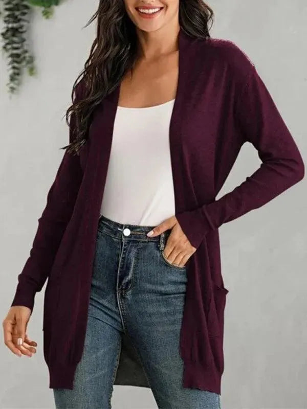 Women's Longline V-Neck Slip-On Cardigan Sweater