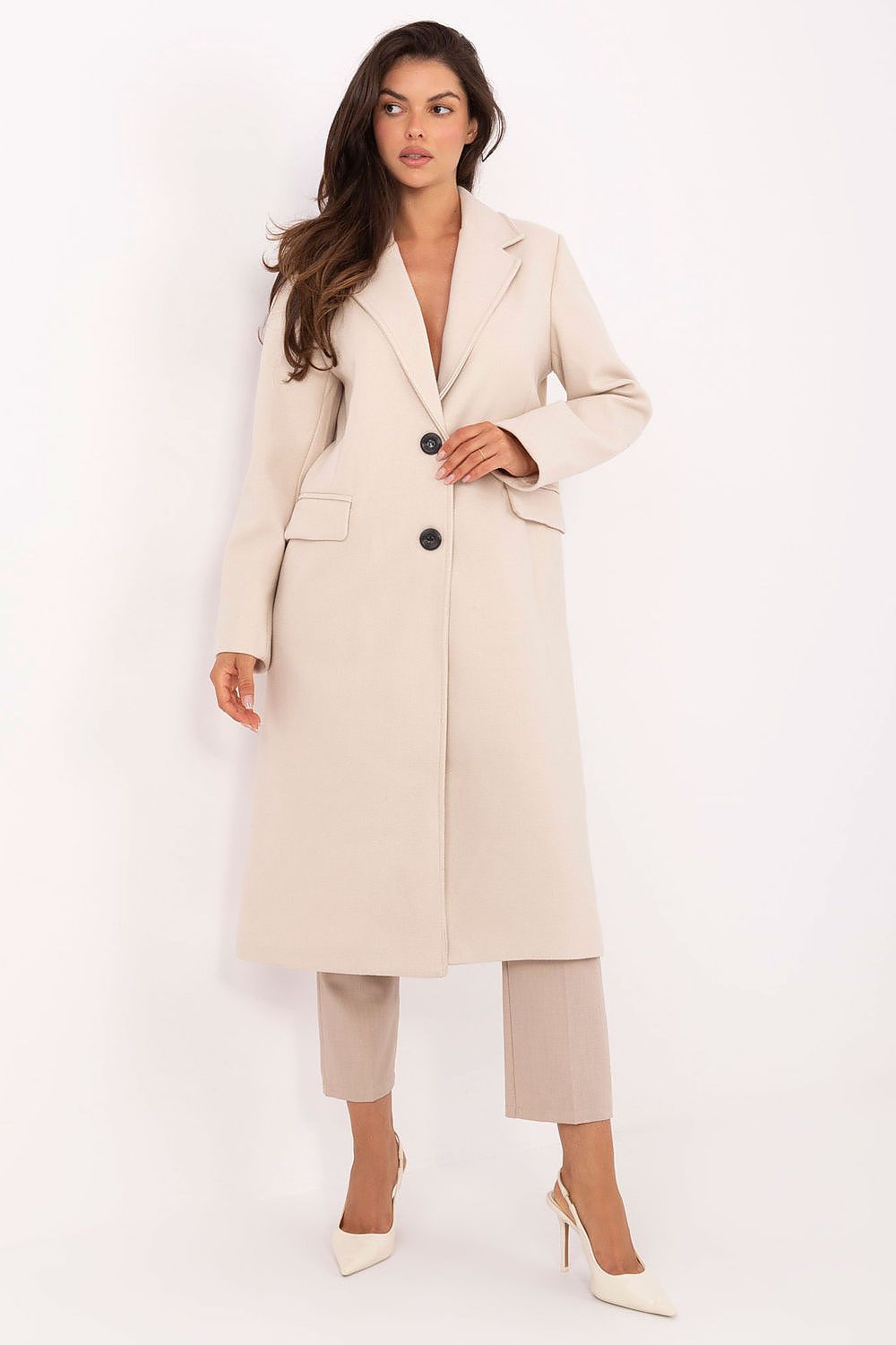Women's Minimalist Long Overcoat — Beige