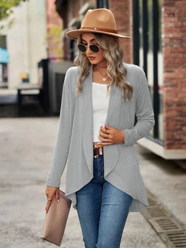 Women’s Open Front Longline Cardigan Sweater – Relaxed Fit