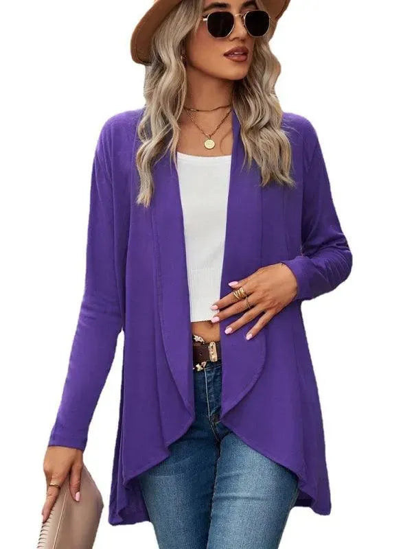 Women’s Open Front Longline Cardigan Sweater – Relaxed Fit