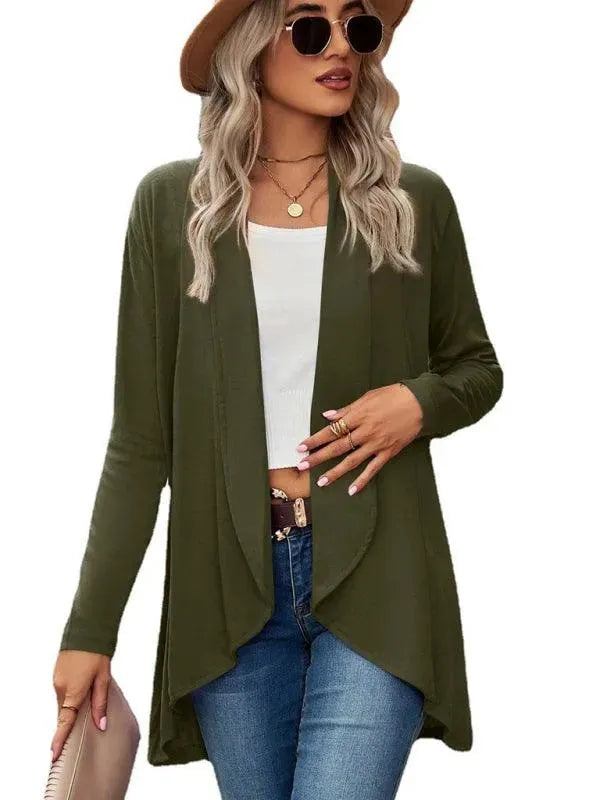 Women’s Open Front Longline Cardigan Sweater – Relaxed Fit