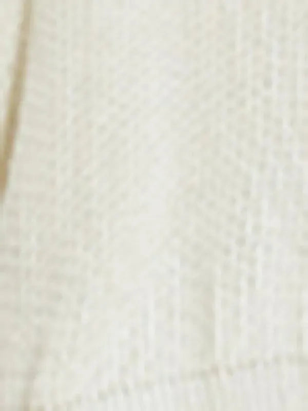 Women's Open Knit Crew Neck Button Cardigan Sweater