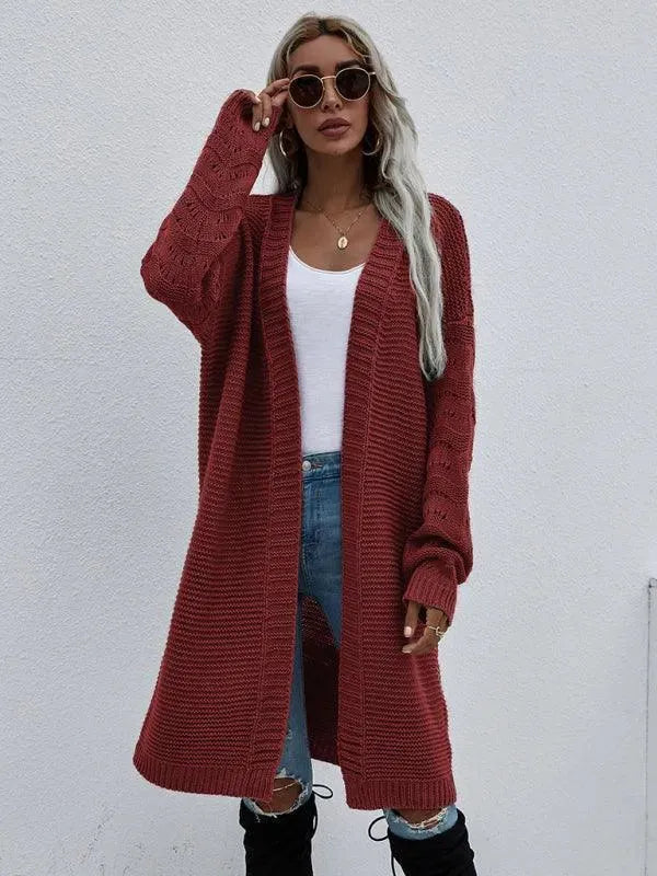 Women’s Open Knit Longline Cardigan Sweater – Lightweight