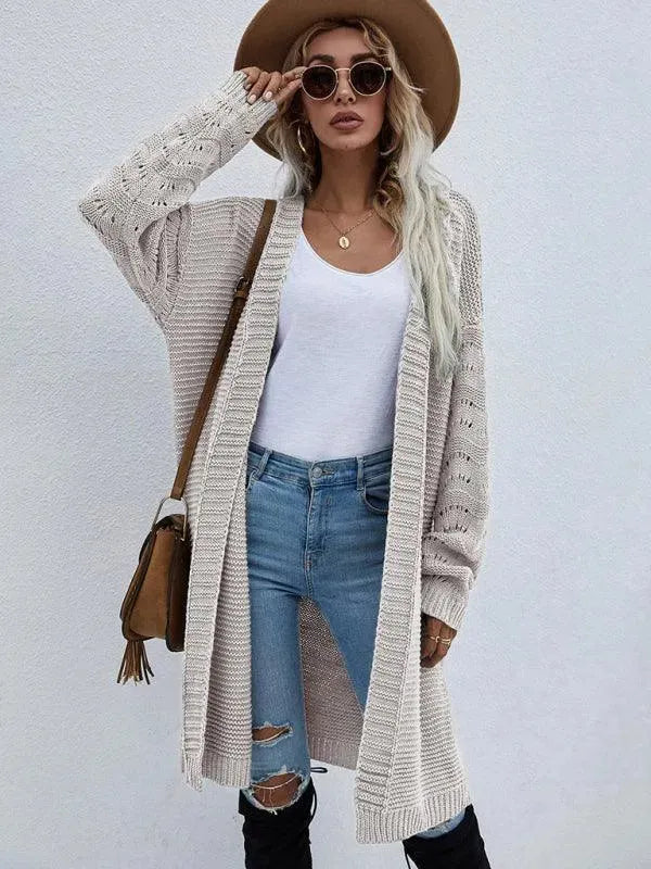 Women’s Open Knit Longline Cardigan Sweater – Lightweight