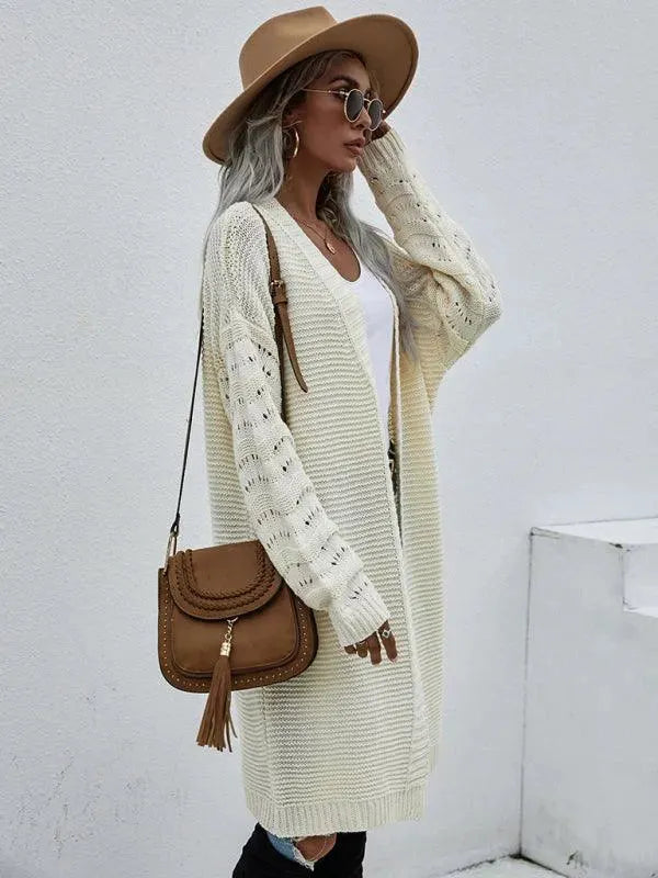 Women’s Open Knit Longline Cardigan Sweater – Lightweight