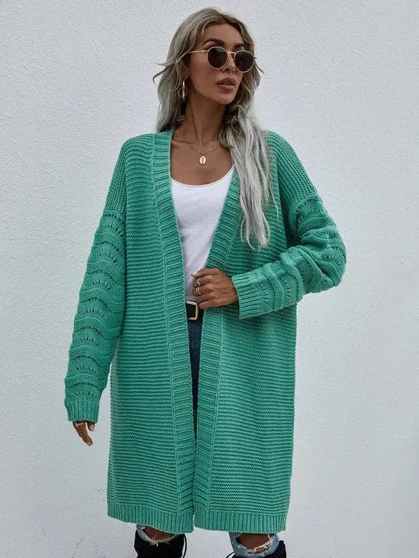 Women’s Open Knit Longline Cardigan Sweater – Lightweight