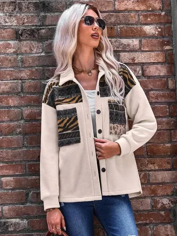 Women's Patchwork Coat Loose Fit Button Style