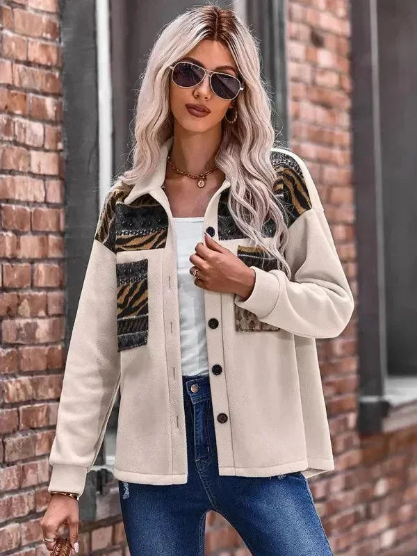 Women's Patchwork Coat Loose Fit Button Style